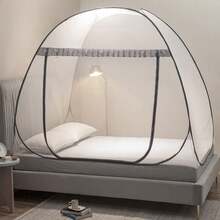 Mosquiteras, artículos excelentes. Mosquitera de tienda de campaña para cama, dosel de cama con red inferior, tienda de campaña con mosquitera para cama de niños niños y niñas, cama, apta para interior y exterior (individual, gris) - Gris - Ver 1