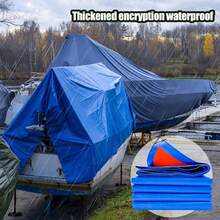 1 Set Lona impermeable de grado profesional azul para exteriores, tela resistente y duradera, impermeable en todo tipo de escenarios desde sitios de construcción hasta al aire libre, protección definitiva en entornos hostiles, material PE resistente a todo tipo de clima, ojetes de metal reforzados, anti-desgarros, apta para campamento al aire libre, toldo para automóvil, estructuras temporales de protección contra la lluvia y el sol - azul real - Ver 2