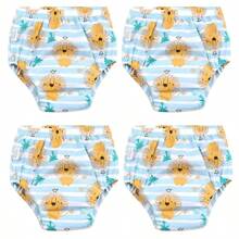 4 pièces de couches lavables et réutilisables pour bébé, étanches, respirantes, 6 couches de protection, 100% polyester, doublure et tissu extérieur imperméable, avec fonction anti-fuite, culottes de propreté, sous-vêtements pour bébé, cadeau de bébé