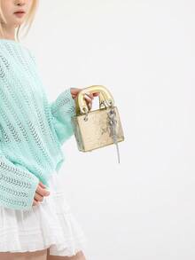 Mini New Snake Skin Pattern Clutch Bag, Decorative Accessories, Personalized Shoulder/Crossbody/Handbag - Gold - View 4