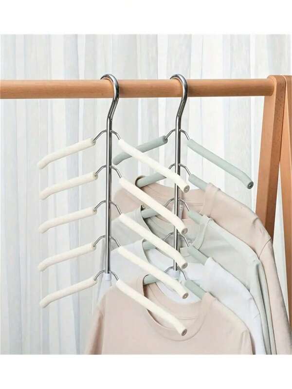 1pc Multi-Layer Clothes Hanger, Metal Drying Rack, Space Saving, Suitable For Wardrobe, Closet, Bedroom, Seamless Sponge Hanger, 360 Degree Rotating Clothes Rack, Multi-Layer Space Saving Hanger, T-Shirt Drying Rack, Wardrobe Storage Box, Bedroom & Dorm Accessory, Storage And Organization