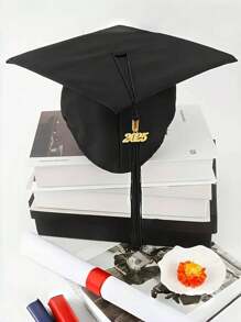 2pcs/1pc Graduation Cap With 2025 Tassel, Black Graduation Cap, Tassel For Graduation Cap 2025, Graduation Cap Topper For Bachelor Master Unisex Matte Adult Grad Cap Graduation Cap Decorations