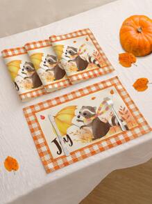 1 buc/4 buc/6 buc/60 buc covorașe izolate cu veveriță, dovleac, frunze de arțar, covorașe din in Hello Autumn, covorașe ușor de curățat, potrivite pentru casă, restaurant, decor pentru masă, rechizite pentru casă