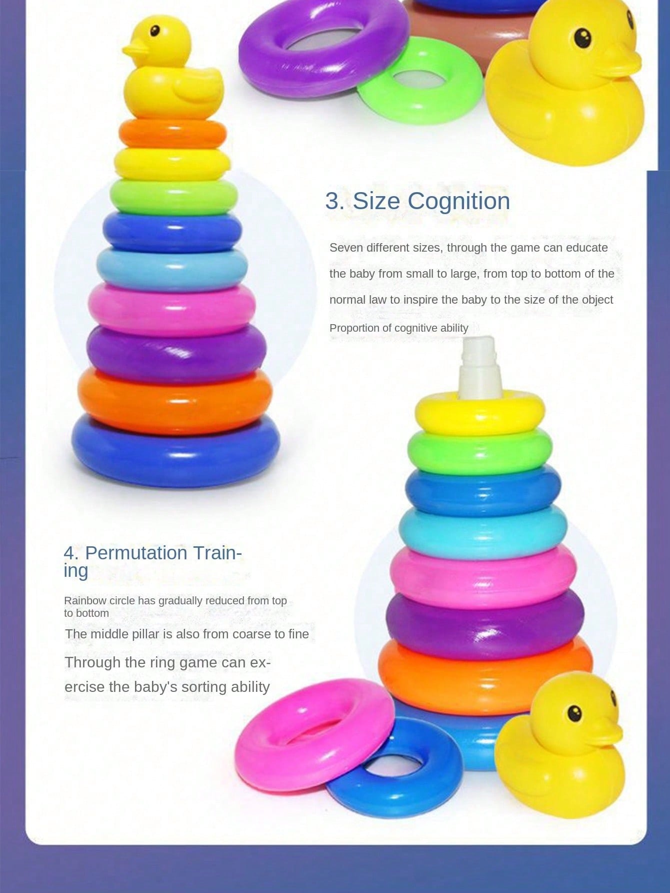 لعبة بطة نمط متراصة للأطفال الصغار، ألعاب تعليمية...