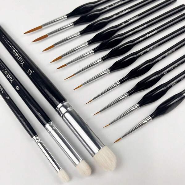3/11/14 Piece Professional Dry Brush Set With Wooden Handles, Ideal For Miniature Models, Suitable For Acrylics, Watercolors And Oil Paints, Perfect For The Advanced Enthusiast Involved In Desktop Model Work.,Back To School,School Supplies