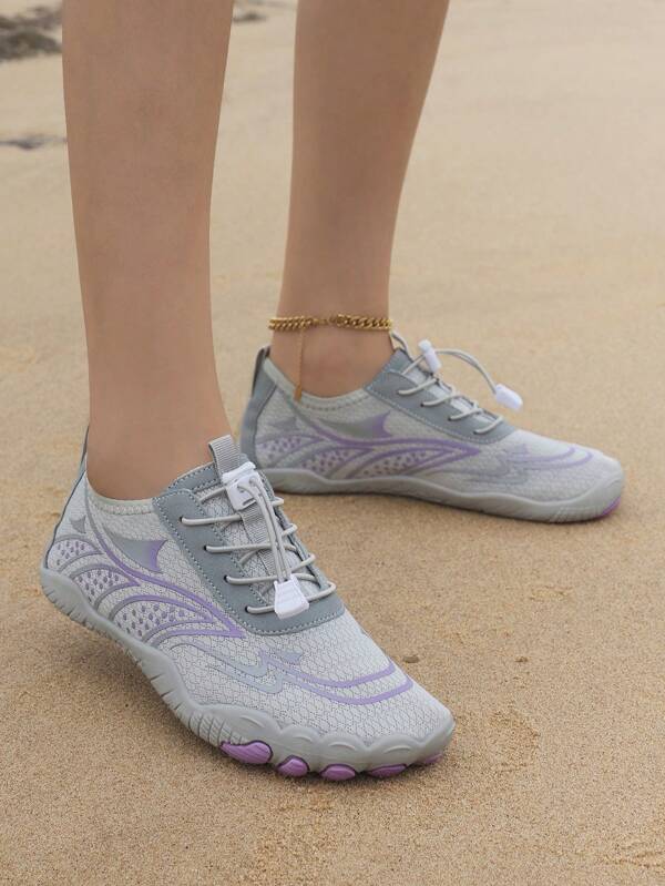 Women's Light Gray & Purple Outdoor Water Shoes, Easily Manage Waterfront Moments, Unlock New Adventures By Streams And Beaches