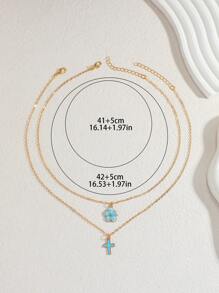 Conjunto de 2 peças de colares lindos com pingente de cinco pétalas e cruz para meninas, acessórios de joias para viagem, festa na praia, verão e uso diário