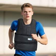 HOMCOM Gilet lesté réglable - Aosom.fr x FFHandball - veste lestée 20 Kg max. poids amovibles entrainement musculation exercice boxe oxford noir - Noir - Voir 2