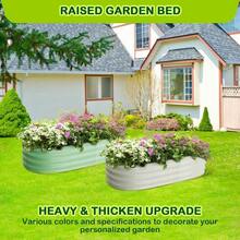 Oval Raised Garden Bed, 2 Pcs Galvanized Raised Beds For Outdoor, Planter Raised Boxes With Open-Ended Base,Large Metal Raised Planter Beds For Vegetables,Flowers,Tool-Free Assembly - 4.5*2*1.5FT-Màu be - Xem 7