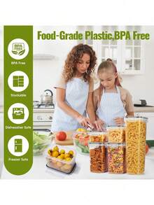 10pcsFood Storage Containers With LIDS, Clear Food Jars, Moisture-Proof Sealed Crisper, For Cereals, Rice, Pasta, Tea, Nuts And Coffee Beans, Plastic Food Storage Jars, Household Kitchen Items - 黑與白 - 查看 4