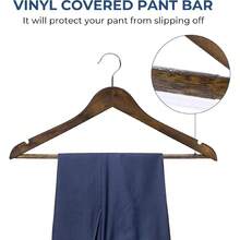 Multifunctional High Grade Solid Wooden Suit Hangers, Coat Hangers, Walnut Finish, 20-Pack - Retro Finish - View 5