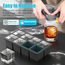 Large Ice Cube Trays For Whiskey: FDDAI Big Silicone Ice Cube Trays - 2Inch Square Ice Cubed Tray For Bourbon Whisky And Cocktail - 2Pack Giant Silicon Ice Cube Tray Halloween Christmas New Year - Black - View 6