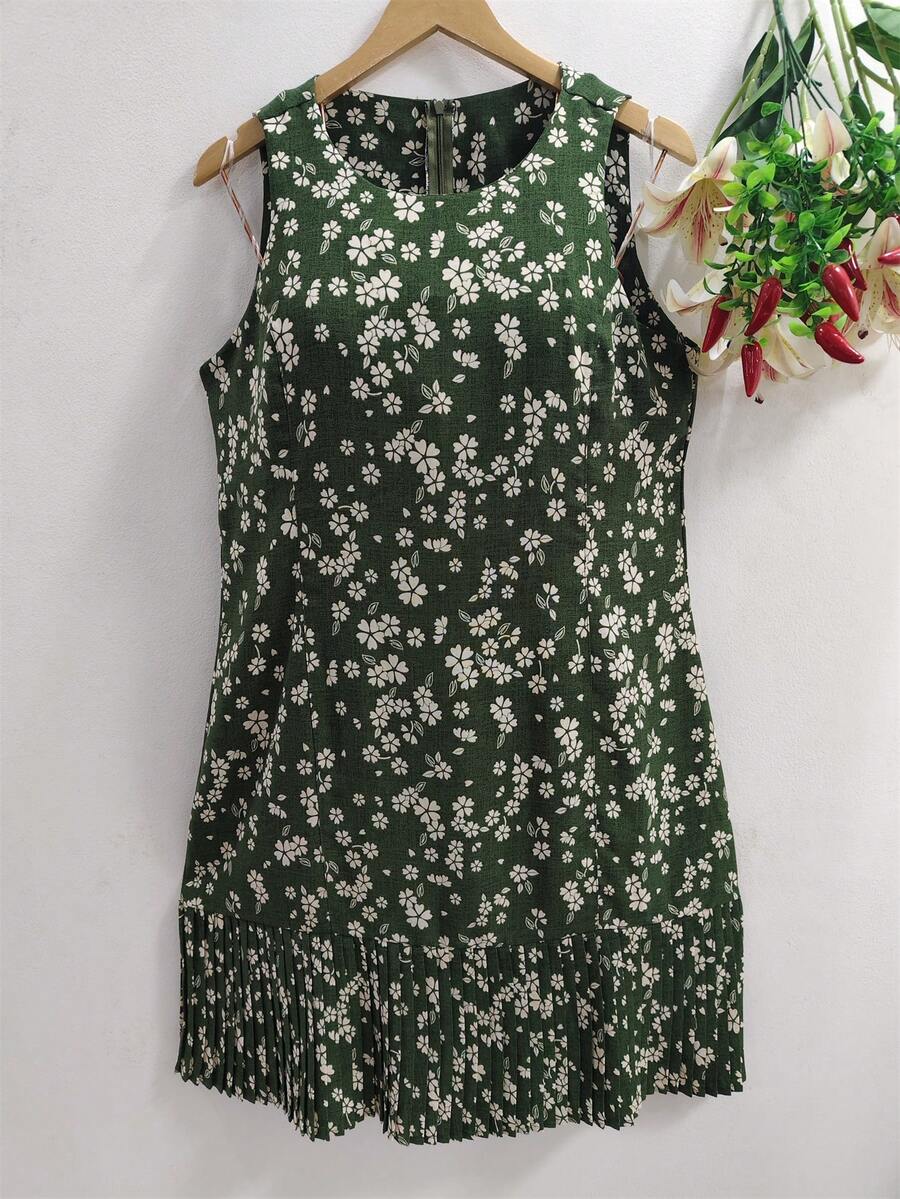 Plain Dress With Fake - Green and White - View 1