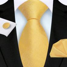 3pcs/Set 8cm Width Solid Cracked Pattern Necktie, Handkerchief, Cufflink Men's Tie Set, High Quality Classic Fashion Business Casual Tie Set, Men's Wedding Accessories, Family/Christmas/Father's Day Gift