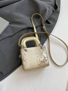 Mini New Snake Skin Pattern Clutch Bag, Decorative Accessories, Personalized Shoulder/Crossbody/Handbag - Gold - View 8
