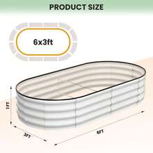 Oval Raised Garden Bed, 2 Pcs Galvanized Raised Beds For Outdoor, Planter Raised Boxes With Open-Ended Base,Large Metal Raised Planter Beds For Vegetables,Flowers,Tool-Free Assembly - 6*3*1FT-米色 - 查看 2