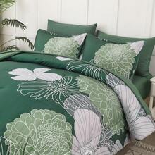 3Pcs Green Comforter Set Lightweight Queen King Size Bed In A Bag Floral Comforter And Pillowcases, Soft Microfiber Complete Quilt Bedding Sets For Wedding Items,Valentines Day Home Bed Room Decor,Mothers Day Gift,All Season - Green 01 - 查看 12