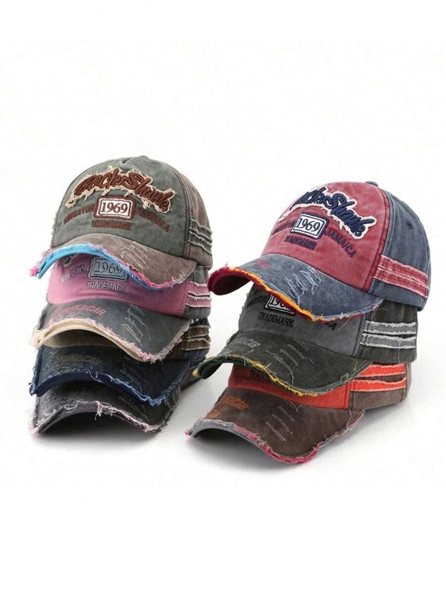 1pc 1969 Vintage Washed Letter Embroidery Baseball Caps Women Men Unisex All Season Distressed Adjustable Low Profile Hip-Hop Hat Curved-Brim Hat (Dad Cap) Outdoor Travel Gifts Accessories Women - Multicolor - View 1