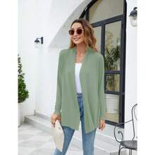 Newchoice Womens Casual Lightweight Long Sleeve Cardigan Soft Drape Open Front Fall Dusters (S-3XL) - Sage Green - View 6
