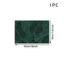 14/6pcs Palm Leaf Placemats, Tropical Green Leaf & Calathea Plant Design Dining Table Mats, Hawaiian Seasonal Kitchen & Home Decor