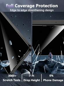 2 piezas Protector de pantalla de privacidad compatible con Samsung Galaxy A16 5G/A15/A14/A55/A54A/34, protector de pantalla de vidrio templado antiespia mejorado a 25°, compatible con iPhone 16 Pro Max/16/16 Pro/16 Plus/15/14/13/12/11/XR/XS MAX, anti-arañazos, protector de pantalla de privacidad como regalo de cumpleaños, familia, amigos, protector de pantalla de teléfono, accesorios de teléfono a prueba de agua, a prueba de golpes, anti-caída, anti-huellas dactilares, cobertura completa - Negro - Ver 3