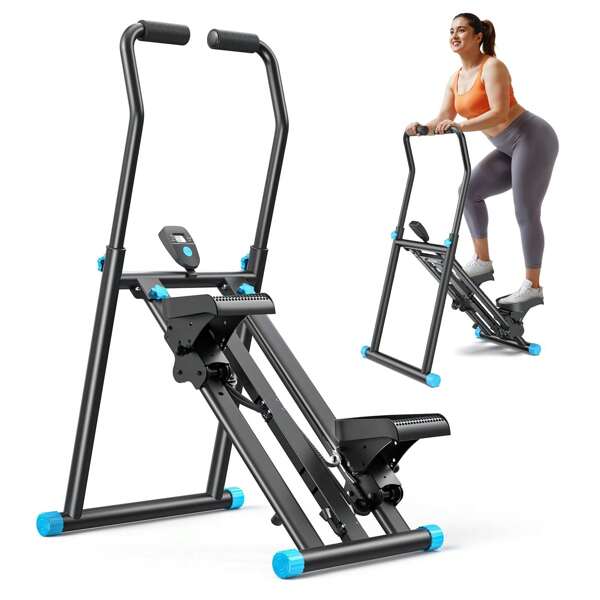 MERACH Verbessertes Treppensteiger-Trainingsgerät für das Home-Gym, kompakter, faltbarer vertikaler Stepper mit 3-fach verstellbarem Widerstand und erweitertem Schrittbereich.