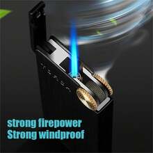 1pc New Lighter, Jet Torch Lighter, Refillable Butane Lighter, Cool Style Windproof Lighter, Metal Material, Suitable For Outdoor, Indoor, BBQ, Candle, Unisex Gift (Butane Gas Not Included) - Đỏ - Xem 5