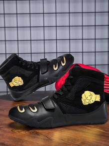 TACHUAN 1 Pair Women's Professional Wrestling High-Top Boxing Shoes, Kickboxing Fighting Training Boots For Fitness Gym Martial Arts