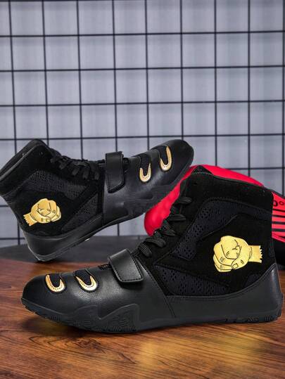 TACHUAN 1 Pair Women's Professional Wrestling High-Top Boxing Shoes, Kickboxing Fighting Training Boots For Fitness Gym Martial Arts