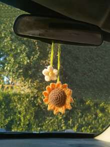Nuovo Arrivo Decorazione Pendente Per Auto Floreale Fatta A Mano Con Campanella E Gancio Design In Forma Di Giglio E Fragola Serie Fai-da-te Di Frutta Tessuta 1 Pezzo