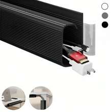 1PC 40cm/15.75inch Under-Desk Cable Tray Self-Adhesive Cable Organizer Cable Management Accessories Cable Protecter No Drilling PVC Invisible Slot Organizer For Monitors And Computers,Durable PVC Material