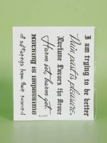 1 pièce Faux tatouage temporaire Tatouage semi-permanent lettres anglaises Imperméable et anti-transpiration Dure 1-2 semaines Juice herbalee réaliste Anti-friction et non réfléchissante Noire Pour les femmes et les hommes Stickers de tatouage pour bras, poitrine, jambe, abdomen, taille, doigt, cou, épine dorsale, art corporel moderniste