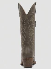 GLOBALWIN Women's Mid Calf Western Cowboy Boots Cowgirl Boots For Women With Floral Embroidery Side Zipper Chunky Heel Fall Boots Halloween Season - 棕色 - 查看 5