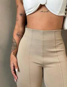 Women's Casual Elegant Split Riding Trousers - Beige - View 2