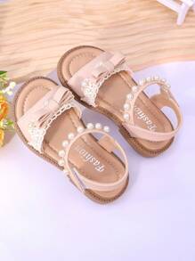 女童夏季新款时尚可爱凉鞋，儿童软底蝴蝶珍珠公主鞋，女童平底罗马凉鞋，幼儿/儿童沙滩校鞋