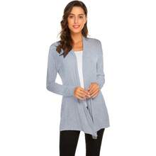 Newchoice Womens Casual Lightweight Long Sleeve Cardigan Soft Drape Open Front Fall Dusters (S-3XL) - Light Grey - View 1