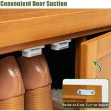 Shoe Cabinet With 4 Shutter Doors,7 Tier Shoe Storage Cabinet With Tall Compartment For Boots,Free Standing Shoe Rack Storage Organize For Closet, Living Room, Bedroom, Brown - 1 - Xem 5