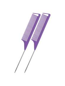 鼠尾，梳子钢针鼠尾碳纤维耐热梳理梳配不锈钢针尾，鼠尾提拉梳，适用于美发沙龙或家庭用品的造型梳 - 彩色 - 查看 28