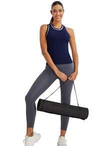 MathCat Workout Tank Tops For Women Racerback Basic Athletic Tanks Muscle High Neck Yoga Tops With Built In Bra - màu xanh hải quân - Xem 6