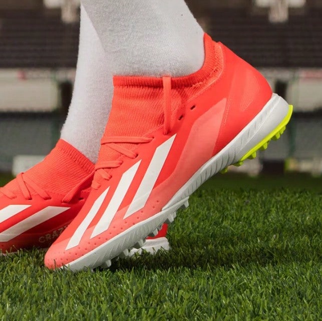 Adidas 足球鞋男 X CRAZYFAST LEAGUE TF碎釘低筒運動鞋 - 紅色 - 查看 1