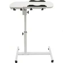 Angle & Height Adjustable Rolling Table Desk,Laptop Notebook Stand Tiltable Tabletop Desk For Home,Office,White