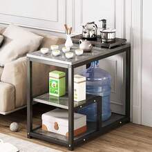 Mesa Auxiliar Industrial de 3 Niveles,Mesa de Centro, Librero o Armario de Organizar Mesa de Café y Libros.Adecuado para salón, Oficina y hogar(60CMx30CMx68) (Gris) - Gris - Ver 2