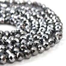 1pc Metallic Silver Faceted Crystal Beads 3/4/6/8/10mm Plated Crystal Abacus Beads