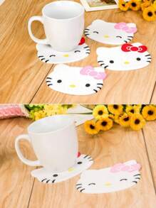 Sanrio Sanrio Cartoon Coasters, Hello Kitty Cat Silicone Non-Slip Cup Mats, Bowl Pads, Heat Insulation Pads, Party Favors, Tabletop Decor Coasters