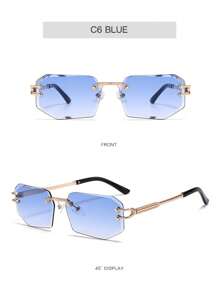 Fashionable Travel Glasses, Rimless Polygonal Cut-Edge Glasses For Women