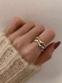 1 Stück Edelstahl 18 Karat vergoldeter verstellbarer V-förmiger Wellering, elegant und modisch für Frauen, geeignet für den täglichen Gebrauch, Anlässe, Dates, hochwertiges Accessoire