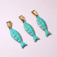 2pcs 28x7mm Stainless Steel Enamel Fish Charms Pendant With Pinch Clasp DIY Necklace Jewelry Making Accessories Findings - Fish - View 10