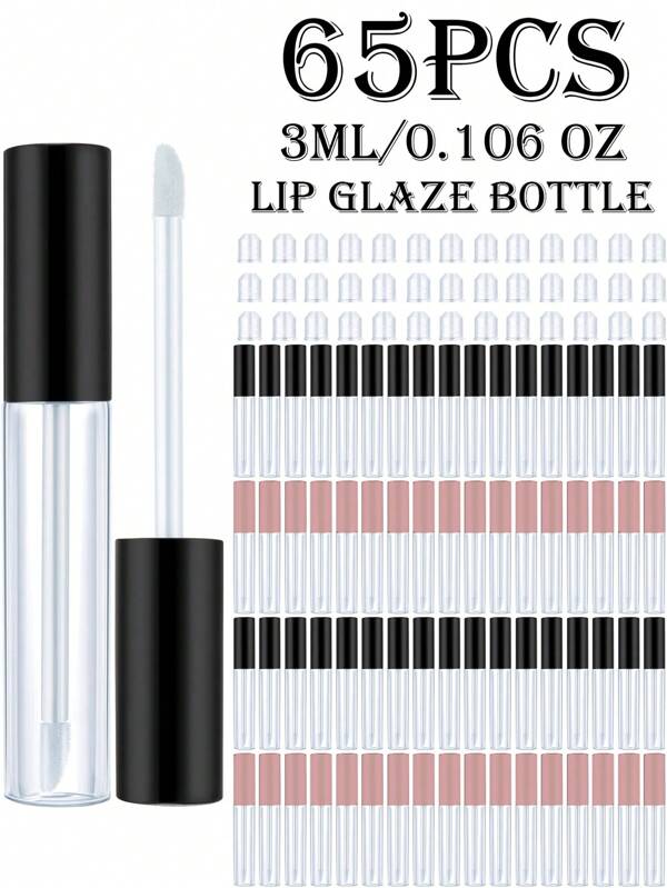 13/65 Packs 3ML Empty Lip Gloss Tubes - Lip Bottles Refillable Mini Sample Test Tube Bottles For DIY Lip Gloss, Lip Balm, Skin Care And Essential Oils, Leak-Proof Portable Container With Brush (Clear/Gold/Silver/Black/Rose Gold)