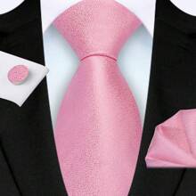 3pcs/Set 8cm Width Solid Cracked Pattern Necktie, Handkerchief, Cufflink Men's Tie Set, High Quality Classic Fashion Business Casual Tie Set, Men's Wedding Accessories, Family/Christmas/Father's Day Gift