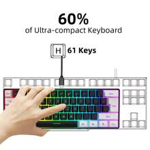 HXSJ kabelgebundene Tastatur mit USB-C abnehmbarem Kabel, tragbares Design, RGB-Beleuchtung und Membranstruktur, geeignet für Zuhause, Büro und Gaming Verwendung, nur kabelgebunden